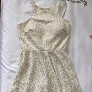 White Skater Dress w/ Gold Detail Designs